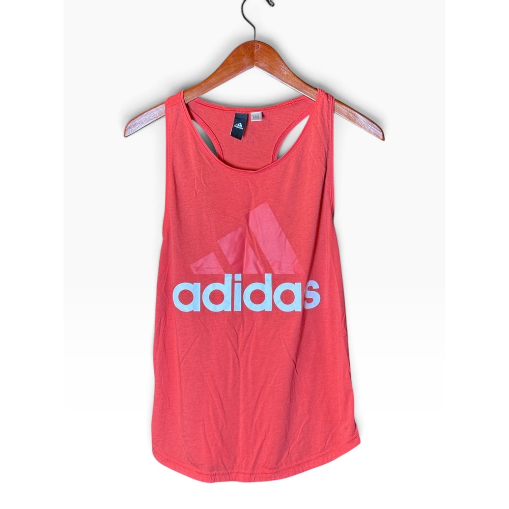 Adidas Tank Top Womens Small Coral Pink Logo Racerback Sleeveless Athletic Gym